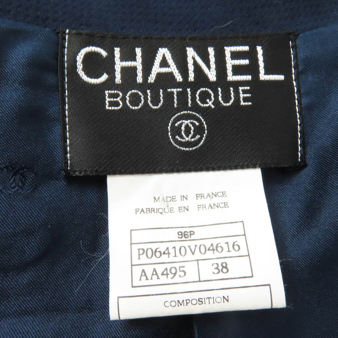 Excellent CHANEL setup COCO Mark Button Jacket and Skirt Navy Women 38 96P P06410V04616