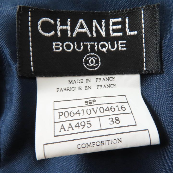 Excellent CHANEL setup COCO Mark Button Jacket and Skirt Navy Women 38 96P P06410V04616