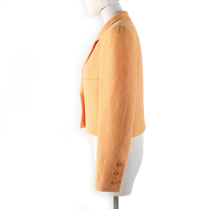 Excellent CHANEL tailored jacket COCO Mark Button Tweed Orange Women 38 96P P06565V04632