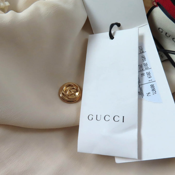 Excellent GUCCI one piece Web line tweed long with GG buttons off white Women 36