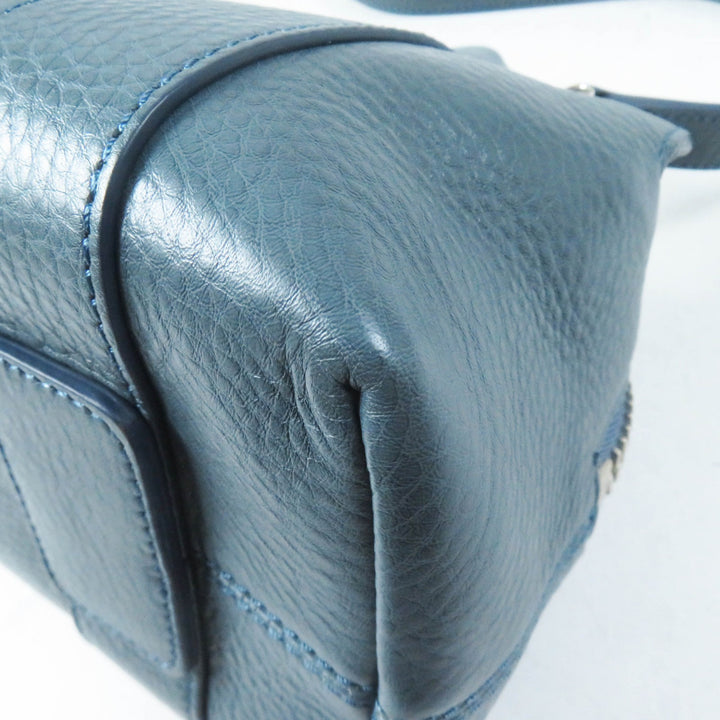 Excellent HIROFU Shoulder Bag Rampo S 2WAY Hand/ blue leather Women 15906L
