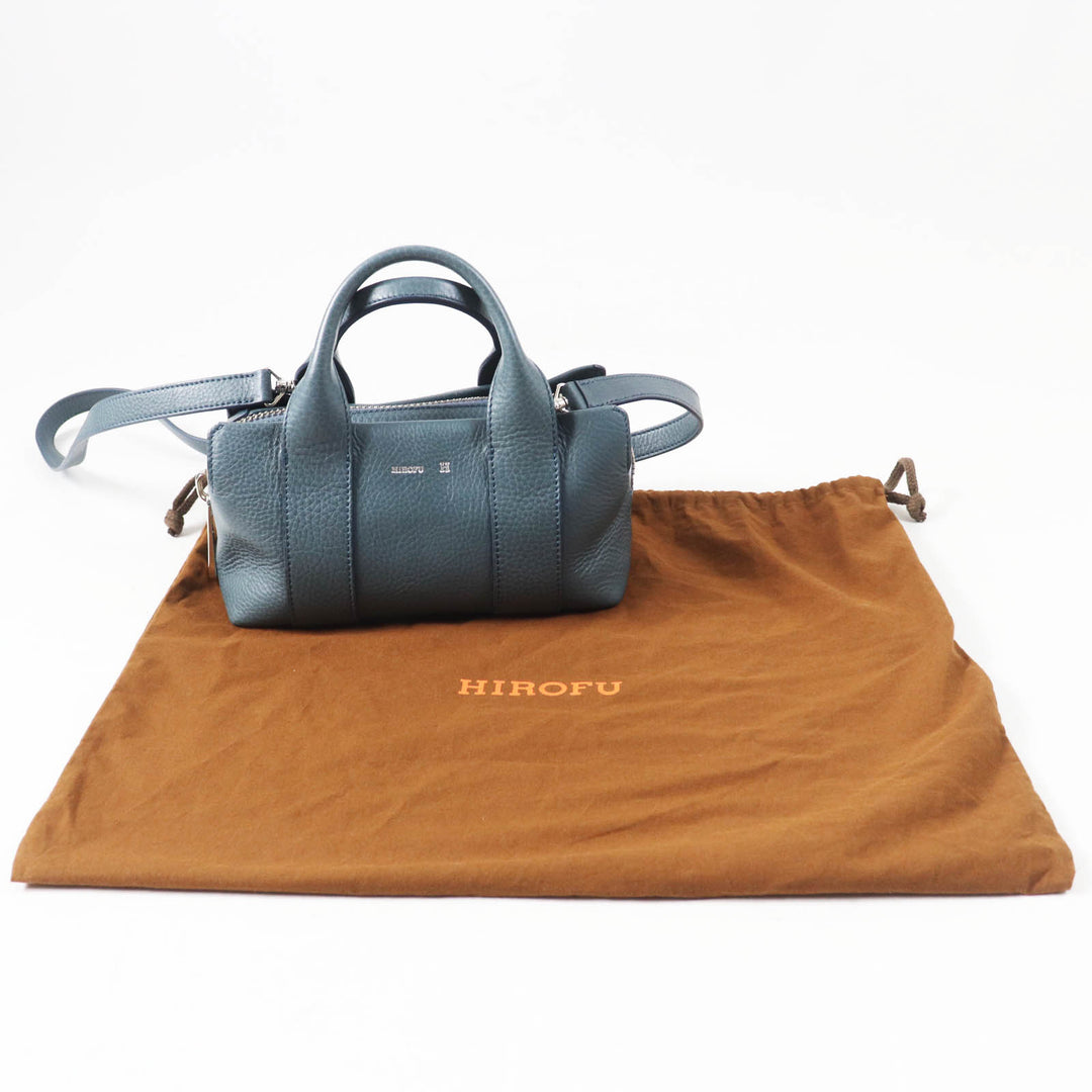 Excellent HIROFU Shoulder Bag Rampo S 2WAY Hand/ blue leather Women 15906L