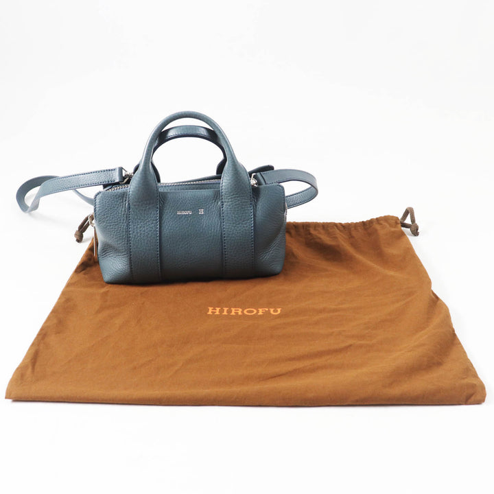 Excellent HIROFU Shoulder Bag Rampo S 2WAY Hand/ blue leather Women 15906L