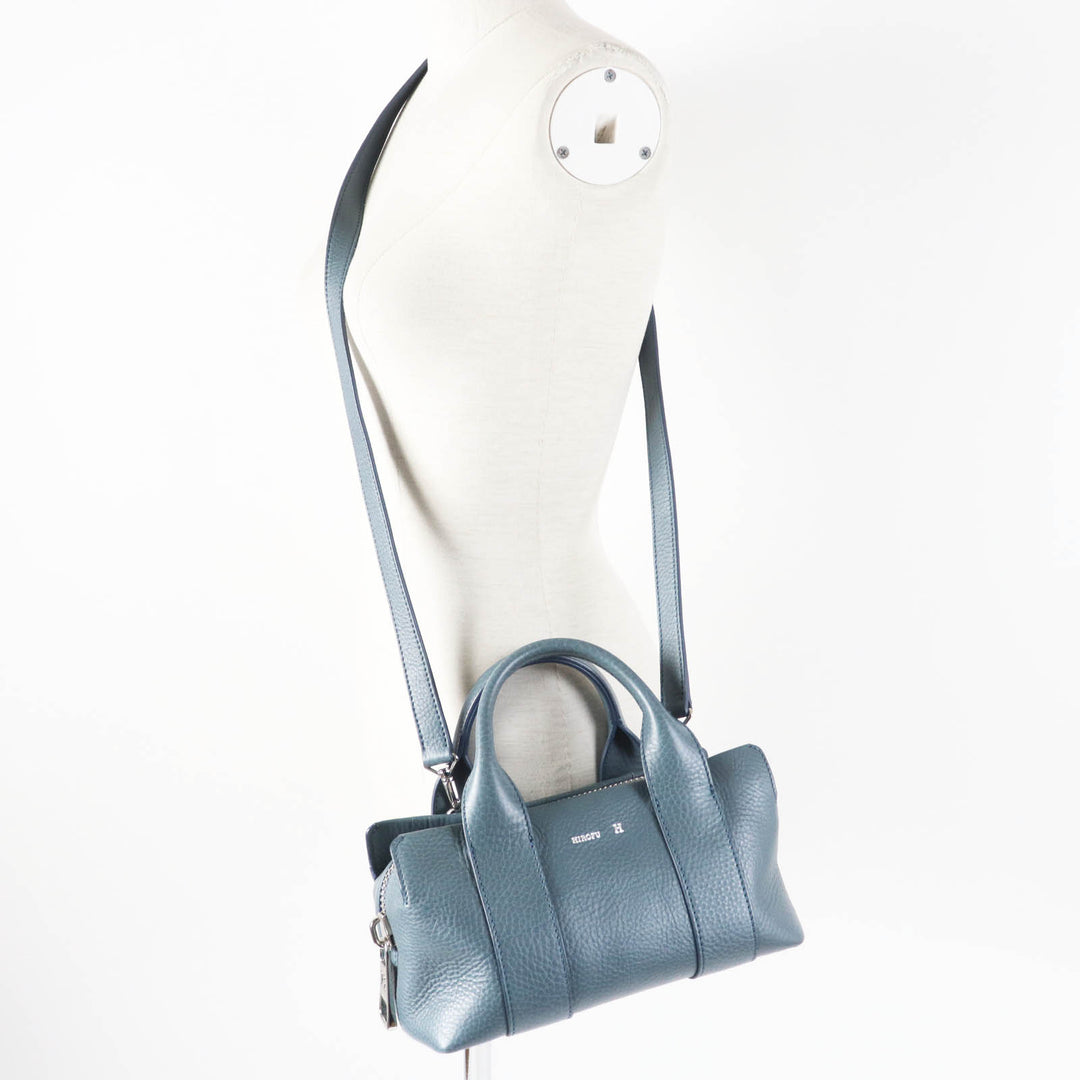 Excellent HIROFU Shoulder Bag Rampo S 2WAY Hand/ blue leather Women 15906L