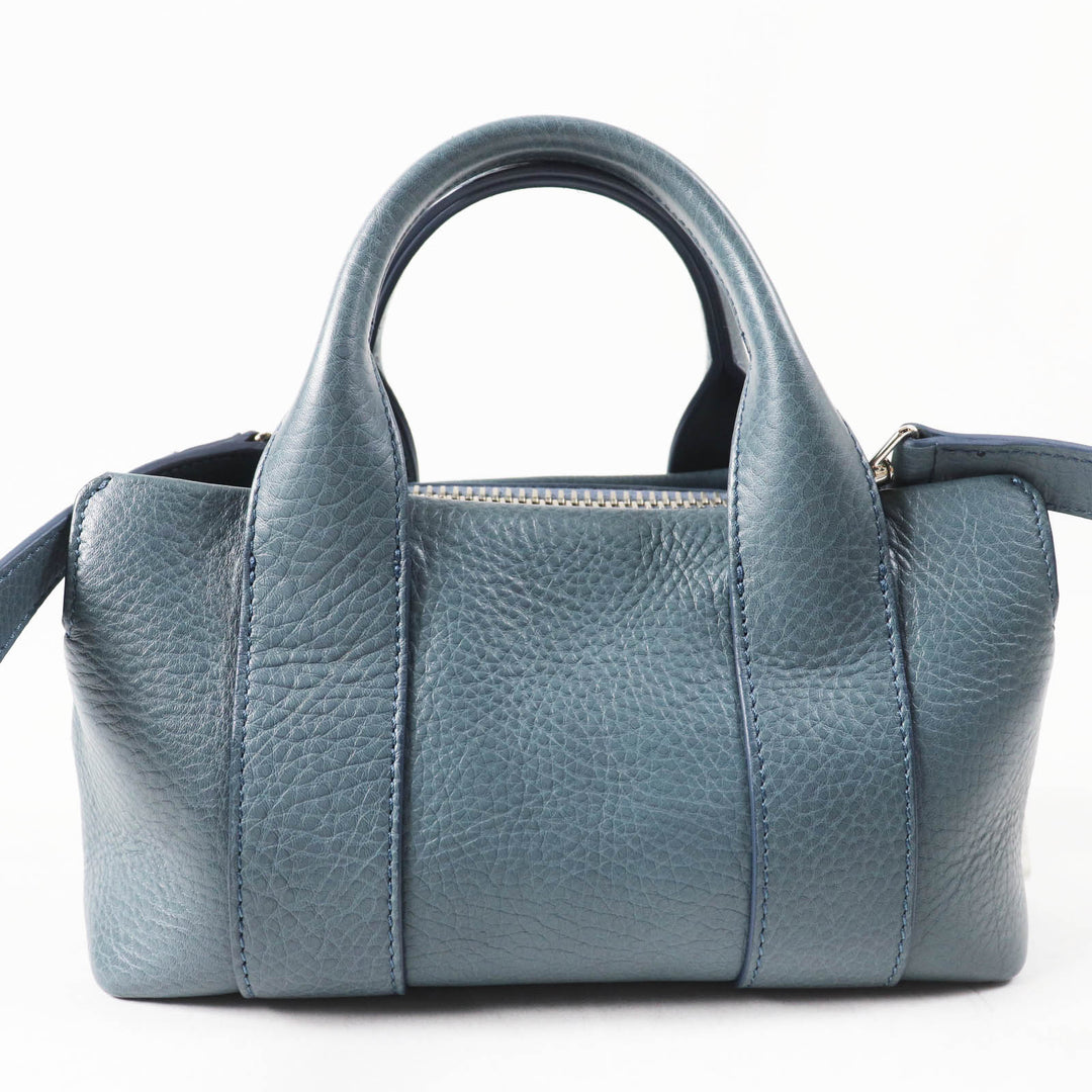 Excellent HIROFU Shoulder Bag Rampo S 2WAY Hand/ blue leather Women 15906L