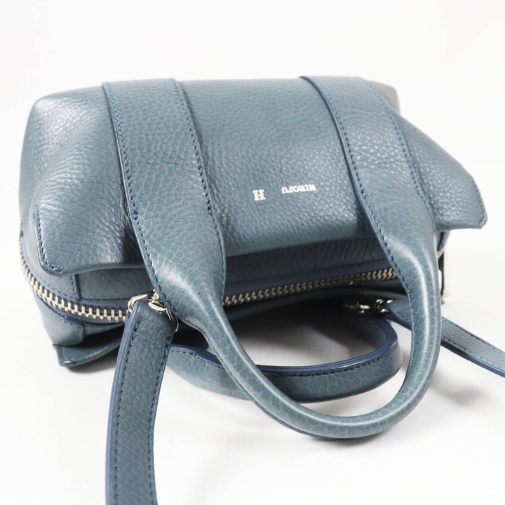 Excellent HIROFU Shoulder Bag Rampo S 2WAY Hand/ blue leather Women 15906L