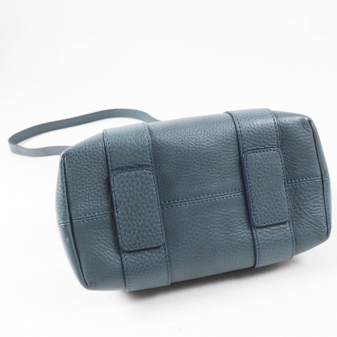 Excellent HIROFU Shoulder Bag Rampo S 2WAY Hand/ blue leather Women 15906L