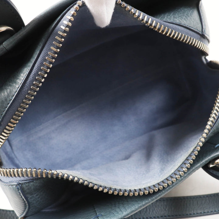 Excellent HIROFU Shoulder Bag Rampo S 2WAY Hand/ blue leather Women 15906L