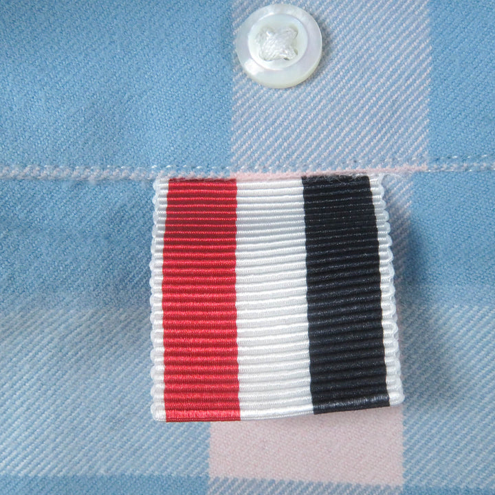 Great THOM BROWNE Long sleeve shirt Tricolor Tartan Check Straight Fit blue cotton mens 2 MWL272A