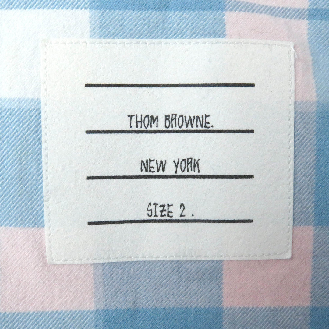 Great THOM BROWNE Long sleeve shirt Tricolor Tartan Check Straight Fit blue cotton mens 2 MWL272A