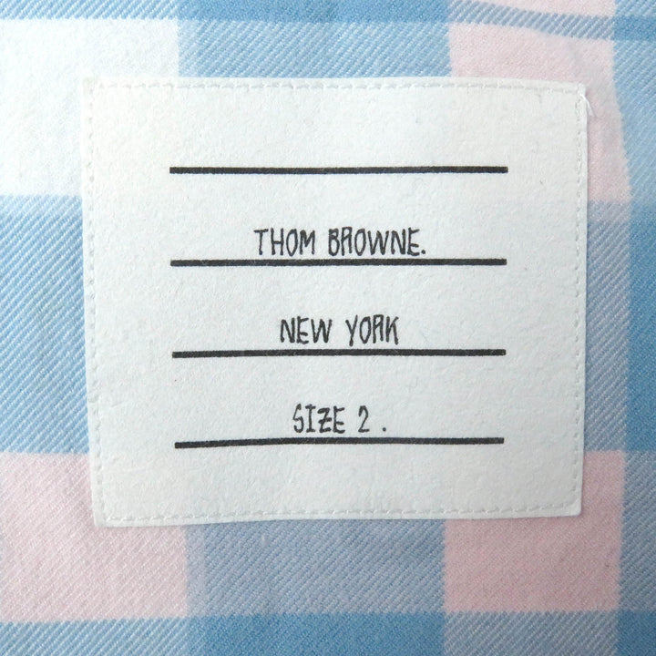 Great THOM BROWNE Long sleeve shirt Tricolor Tartan Check Straight Fit blue cotton mens 2 MWL272A