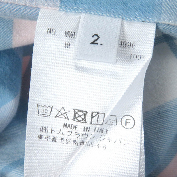 Great THOM BROWNE Long sleeve shirt Tricolor Tartan Check Straight Fit blue cotton mens 2 MWL272A