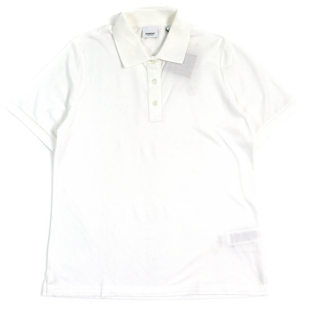 Pristine BURBERRY Short sleeve polo shirt TB logo embroidery white cotton L