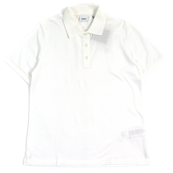 Pristine BURBERRY Short sleeve polo shirt TB logo embroidery white cotton L