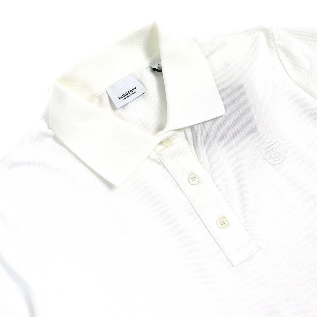 Pristine BURBERRY Short sleeve polo shirt TB logo embroidery white cotton L