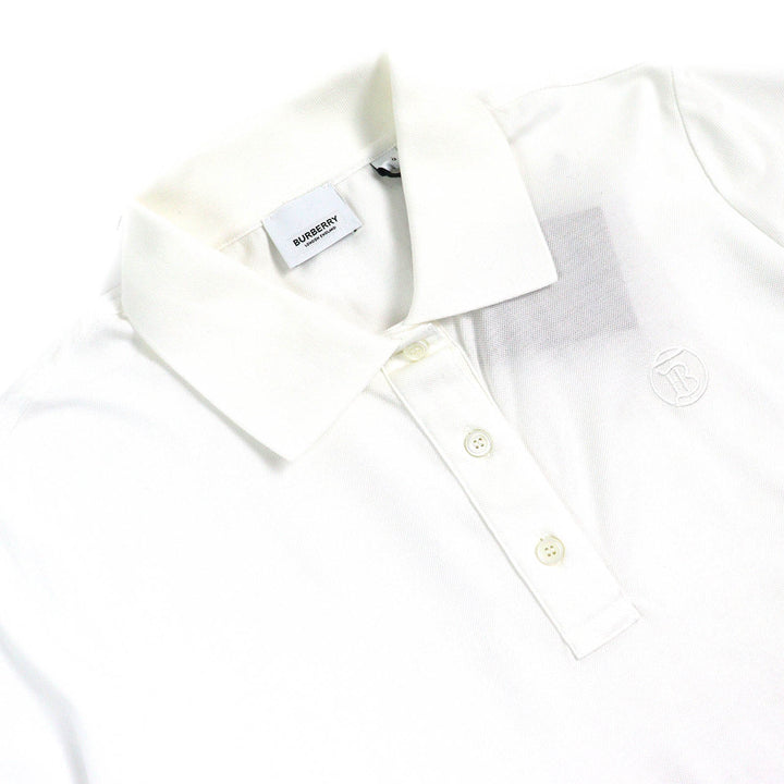 Pristine BURBERRY Short sleeve polo shirt TB logo embroidery white cotton L