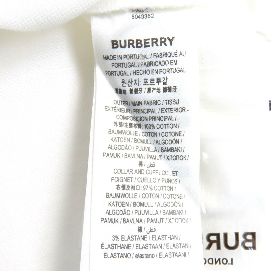 Pristine BURBERRY Short sleeve polo shirt TB logo embroidery white cotton L