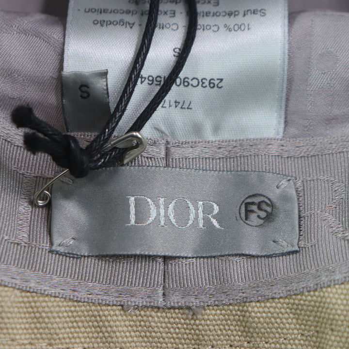 Excellent DIOR hat Dior logo embroidered bucket hat beige cotton mens S