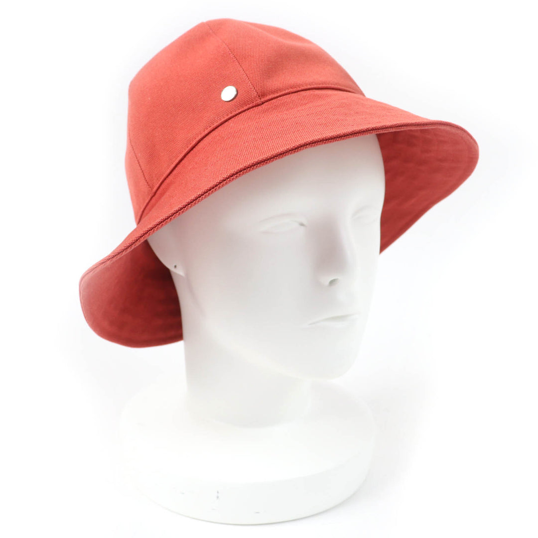 Excellent HERMES hat Serie Metal 100% cotton, canvas Orange series cotton 57