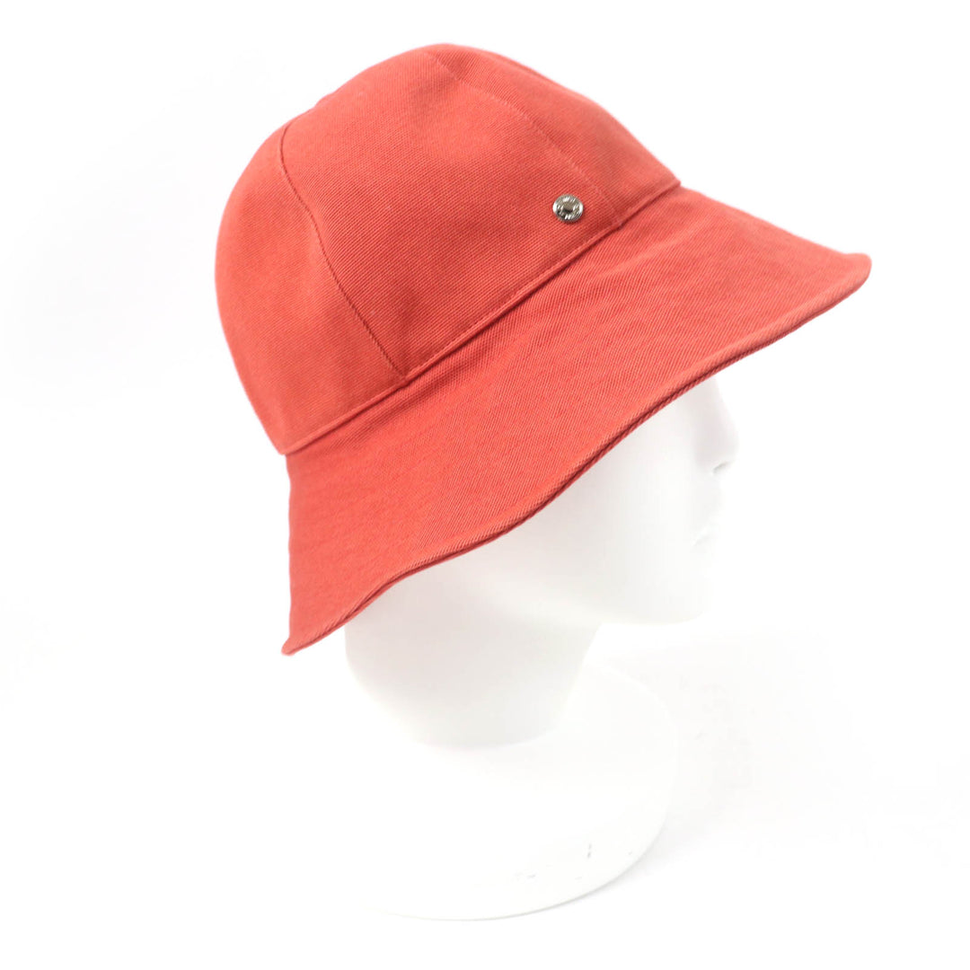Excellent HERMES hat Serie Metal 100% cotton, canvas Orange series cotton 57