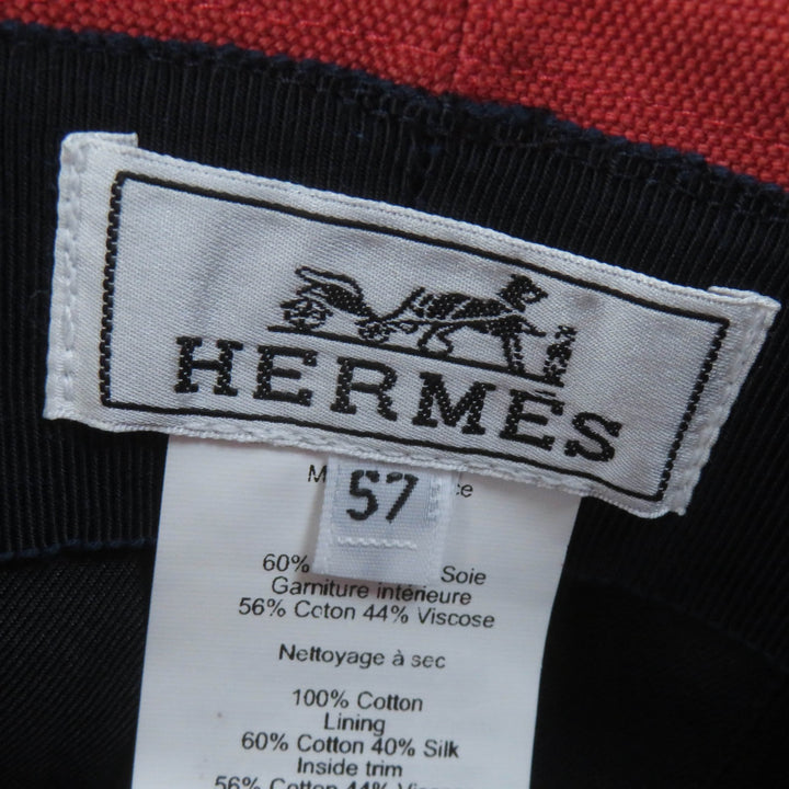 Excellent HERMES hat Serie Metal 100% cotton, canvas Orange series cotton 57
