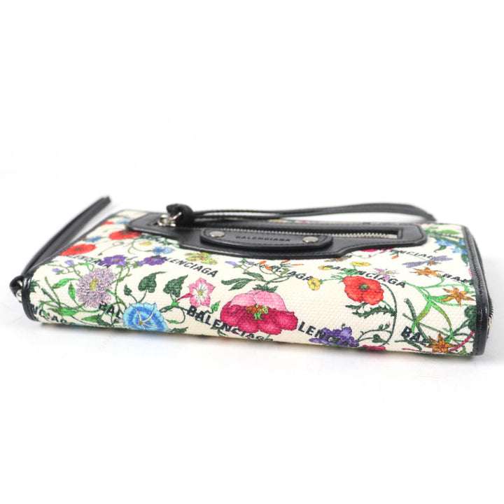Excellent GUCCI×BALENCIAGA Purse Floral Round Zip Leather Long Wallet multicolor