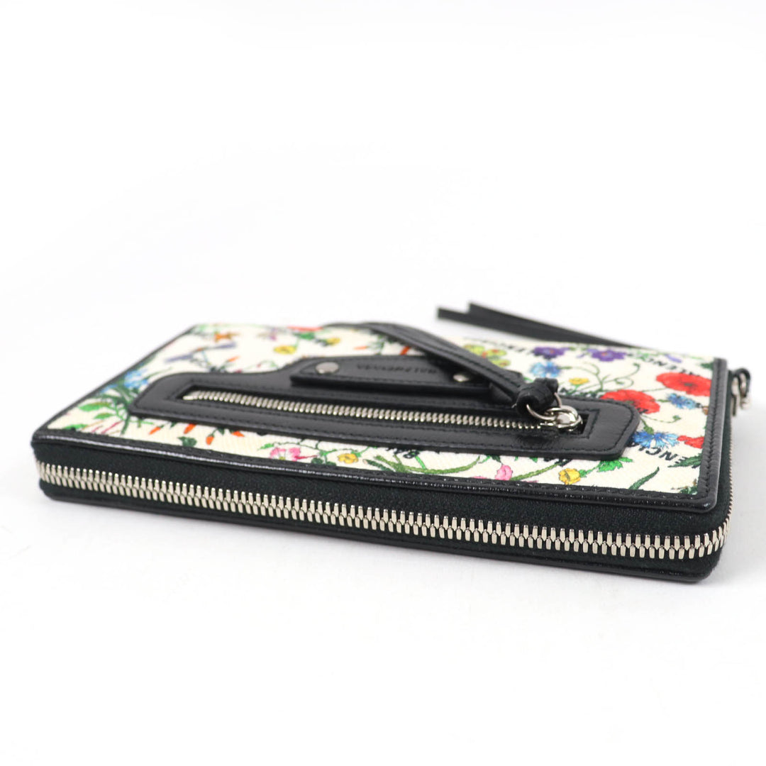 Excellent GUCCI×BALENCIAGA Purse Floral Round Zip Leather Long Wallet multicolor