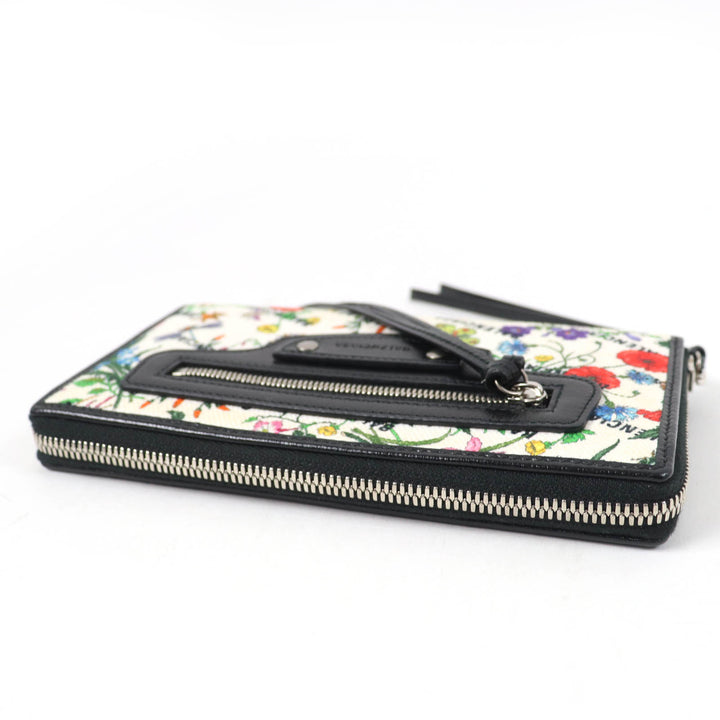 Excellent GUCCI×BALENCIAGA Purse Floral Round Zip Leather Long Wallet multicolor