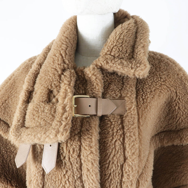 Excellent Max Mara coat RODANO TEDDY BEAR Poncho/cape Brown Camel Women