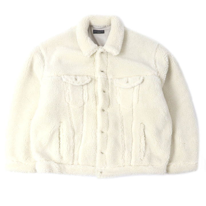 Excellent BALENCIAGA Blouson UNISEX oversized boa jacket Ivory polyester mens 2