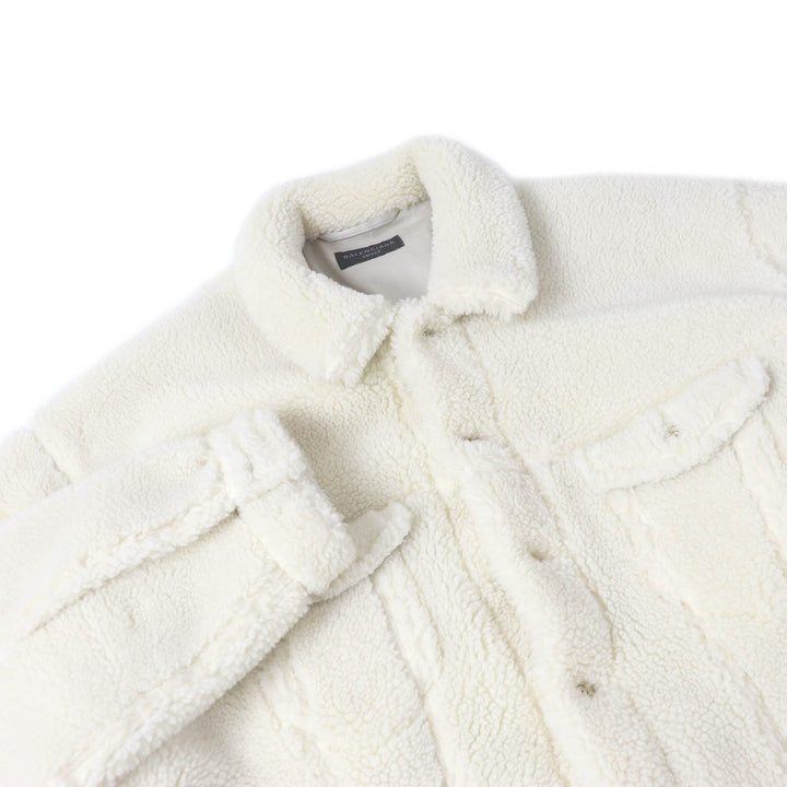 Excellent BALENCIAGA Blouson UNISEX oversized boa jacket Ivory polyester mens 2 774376