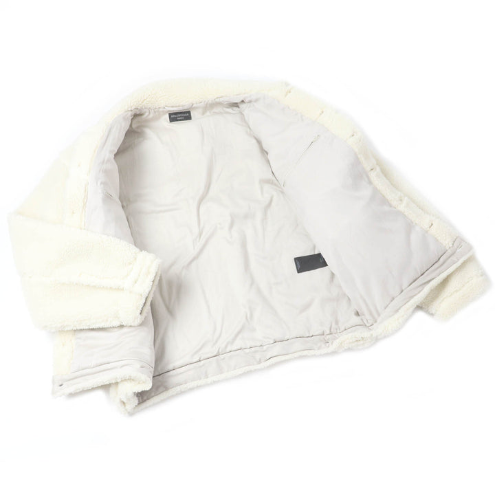 Excellent BALENCIAGA Blouson UNISEX oversized boa jacket Ivory polyester mens 2 774376