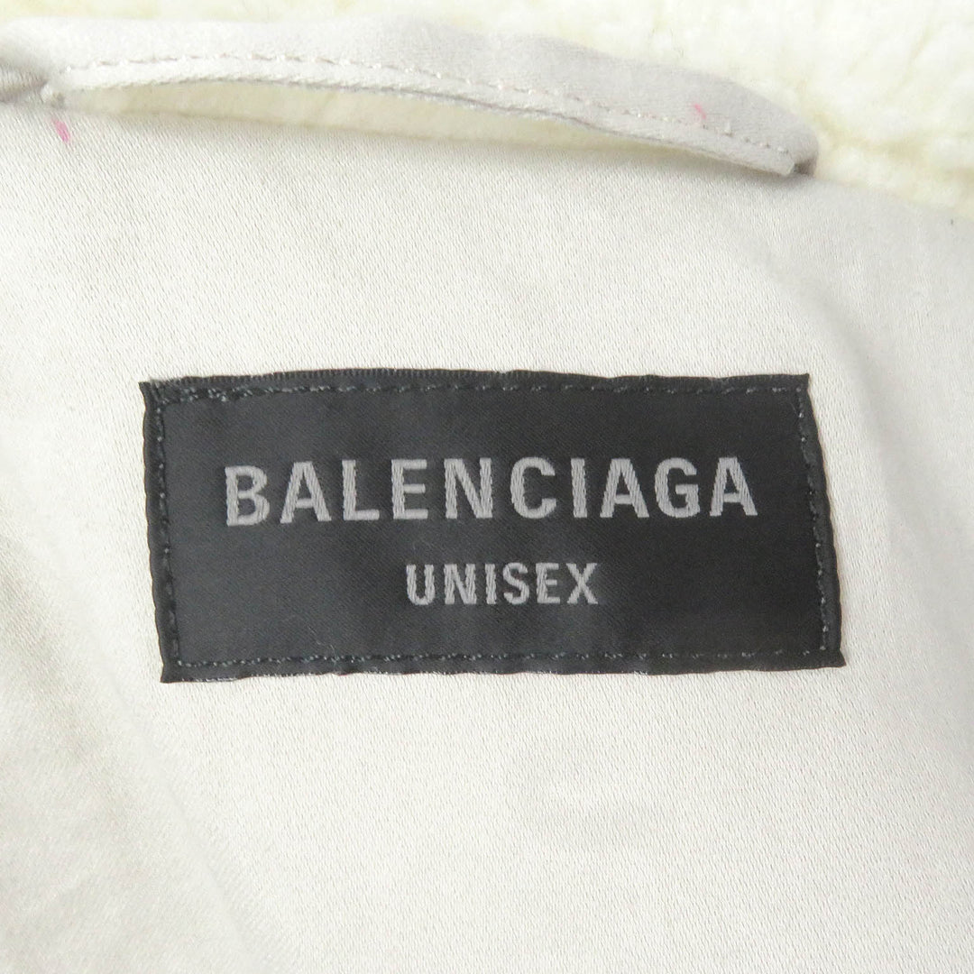 Excellent BALENCIAGA Blouson UNISEX oversized boa jacket Ivory polyester mens 2 774376