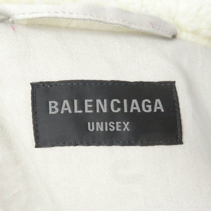 Excellent BALENCIAGA Blouson UNISEX oversized boa jacket Ivory polyester mens 2 774376
