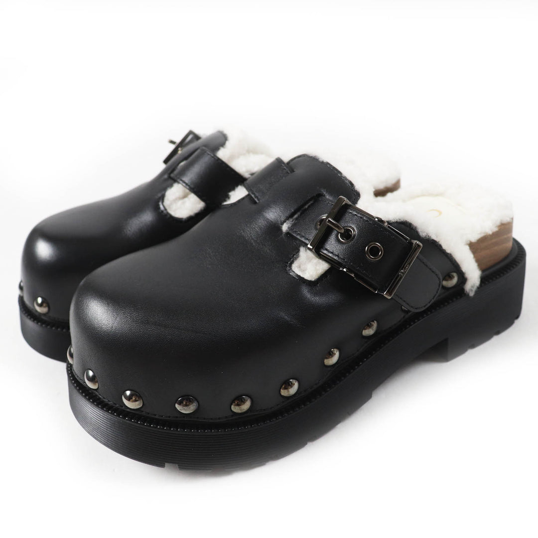 Pristine Christian Dior Sandals Diorquake Sabo/ Black White leather Women 34
