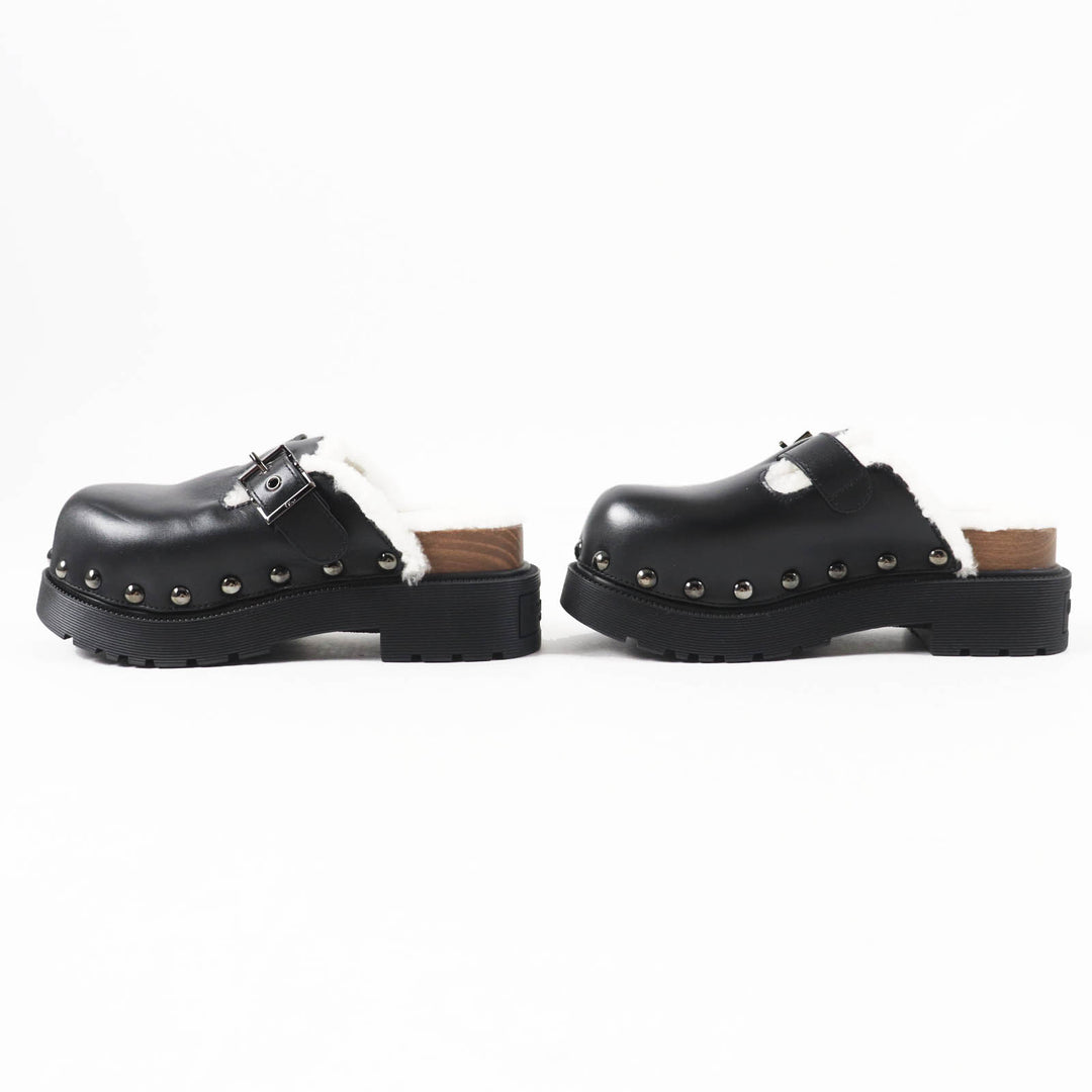 Pristine Christian Dior Sandals Diorquake Sabo/ Black White leather Women 34