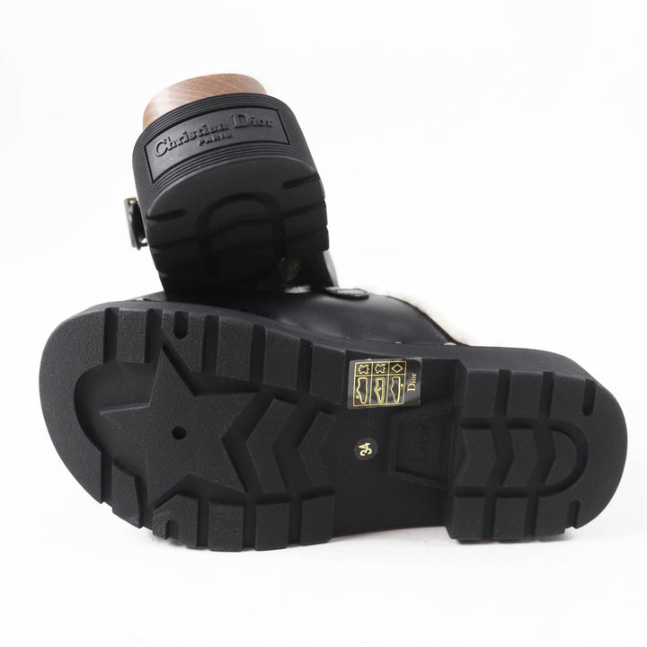 Pristine Christian Dior Sandals Diorquake Sabo/ Black White leather Women 34