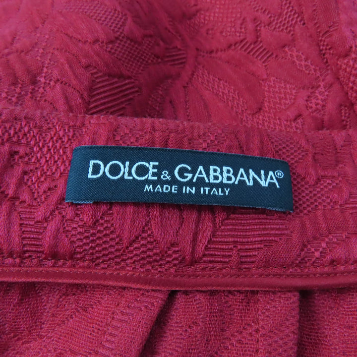 Excellent DOLCE&GABBANA skirt Floral pattern, all-over embossed, with lace, trapezoid Red cotton Women 40