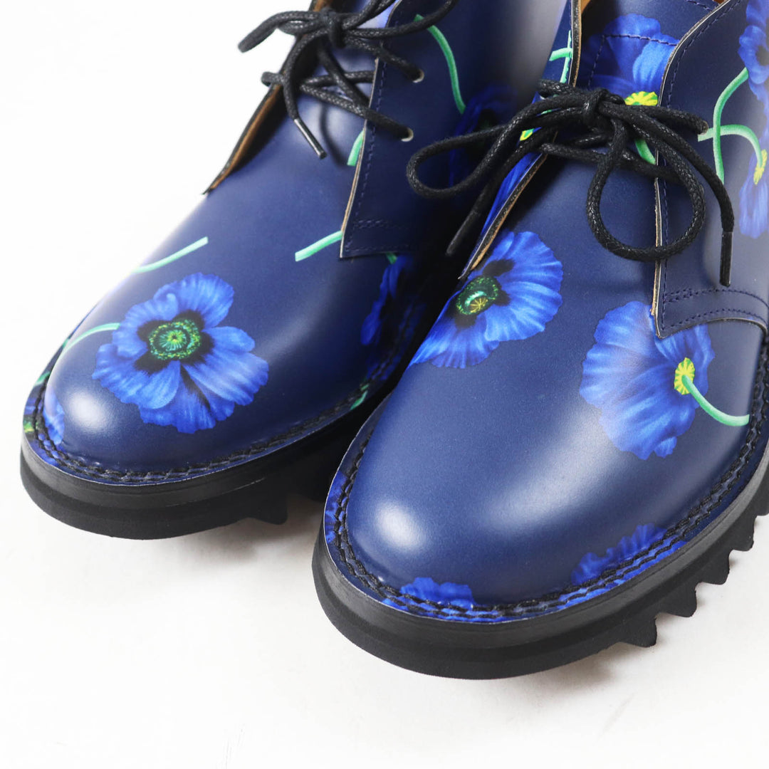 Pristine KENZO short boots KENZOWAVE NIGO POPPY PRINT LACE-UP blue leather Women 37