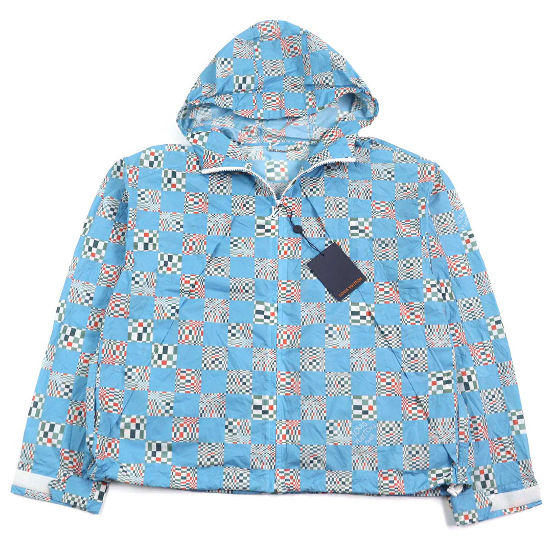 LOUIS VUITTON Hoodie LV logo zipper drawstring Light blue 48 HKB85W