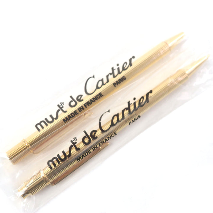 Pristine Cartier Ballpoint pen Must de Cartier mechanical pencil, set of 2 gold mens