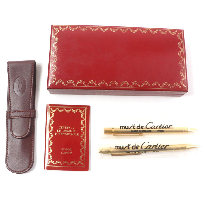 Pristine Cartier Ballpoint pen Must de Cartier mechanical pencil, set of 2 gold