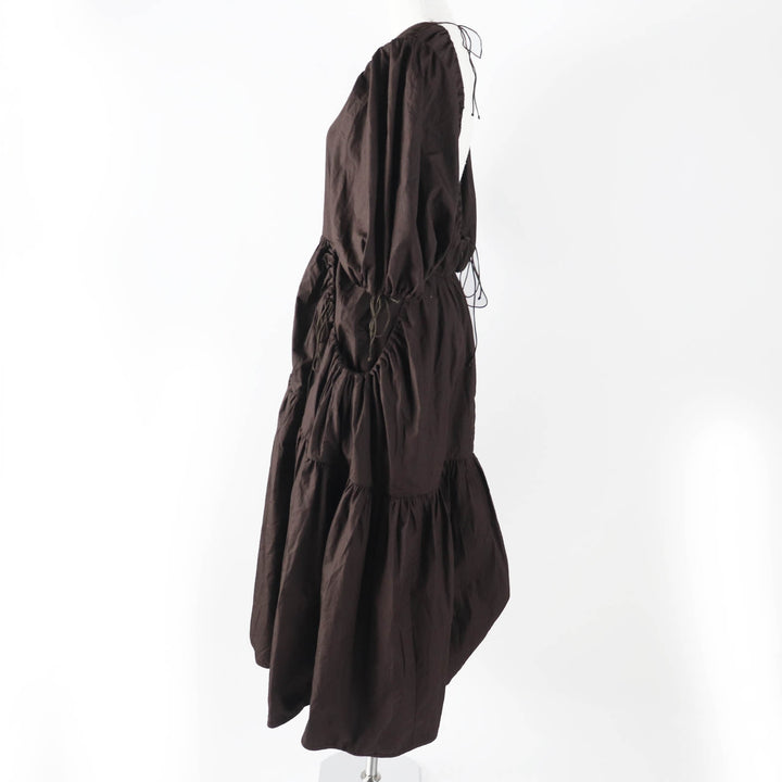 Excellent CECILIE BAHNSEN one piece Puff sleeve dress/ Dark brown cotton Women 6 1577-343-8672