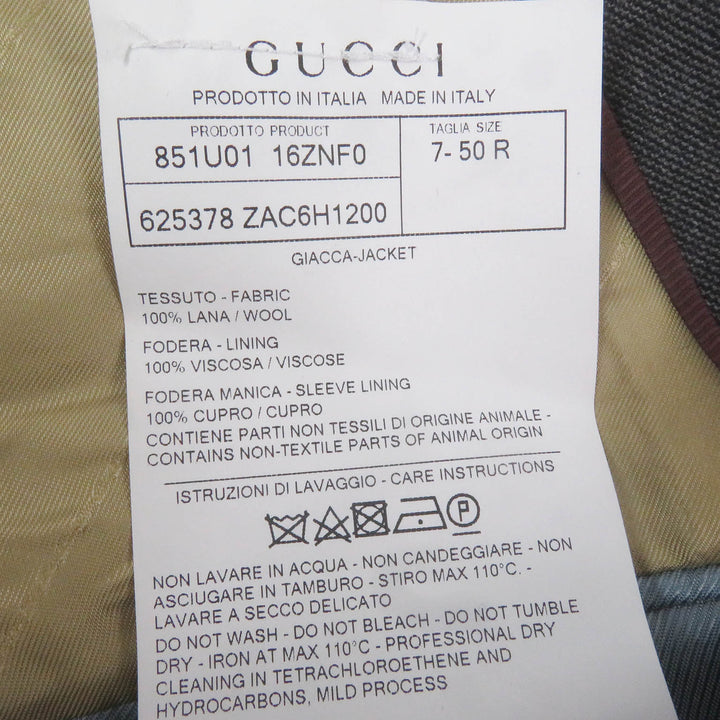 Excellent GUCCI tailored jacket Single Blazer gray wool mens 50 625378
