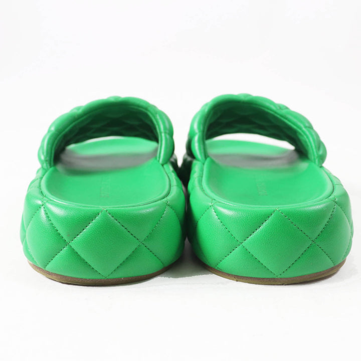 Great BOTTEGAVENETA Sandals Padded quilting green leather Women 36