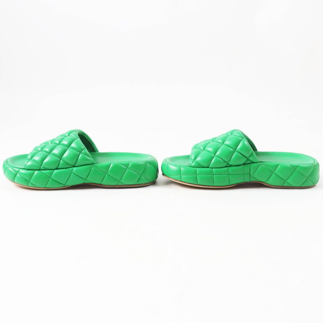 Great BOTTEGAVENETA Sandals Padded quilting green leather Women 36