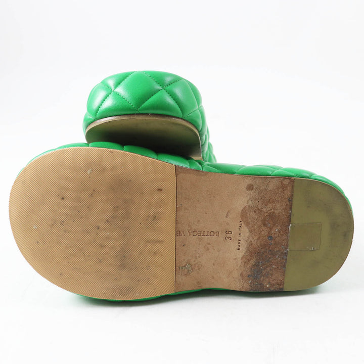 Great BOTTEGAVENETA Sandals Padded quilting green leather Women 36