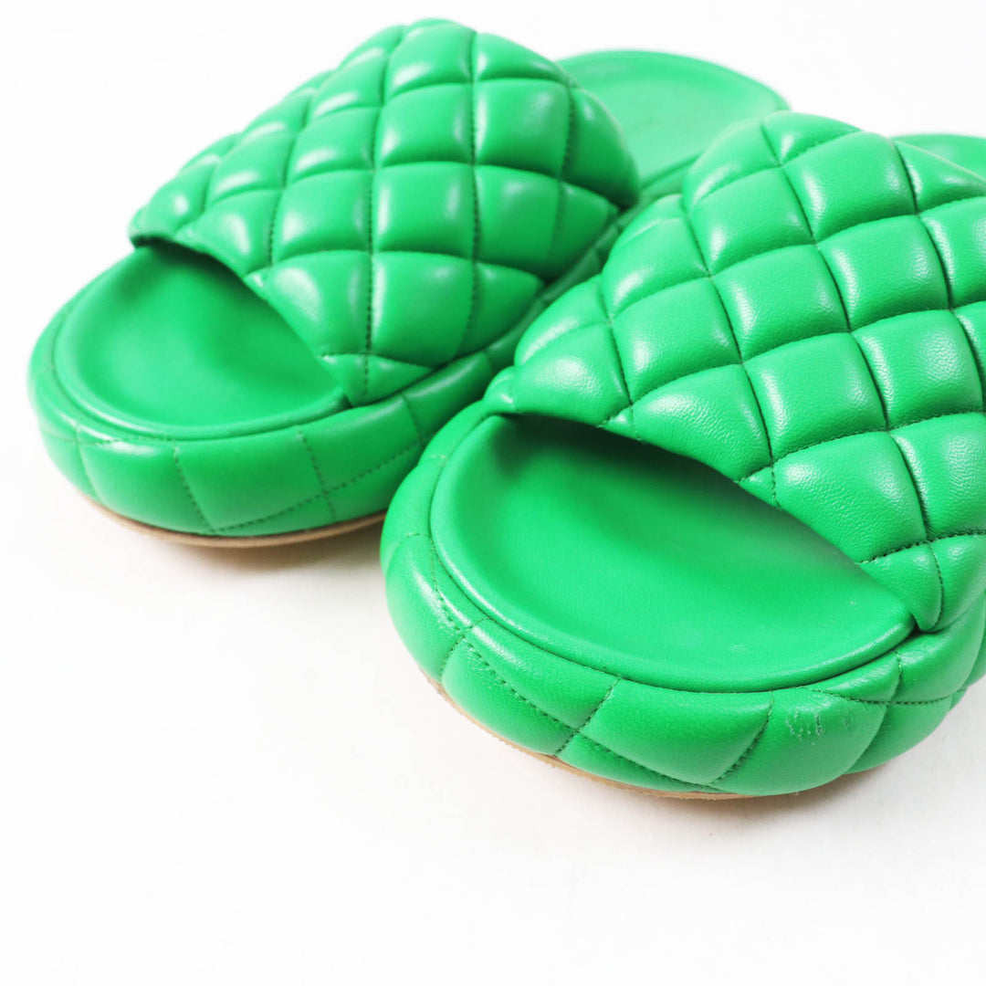 Great BOTTEGAVENETA Sandals Padded quilting green leather Women 36