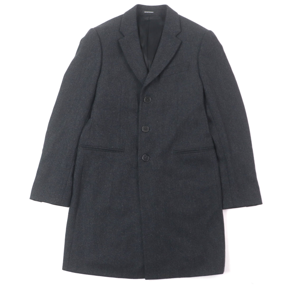 Excellent EMPORIO ARMANI Chester coat Black Tag Woven Pattern Dark gray 46
