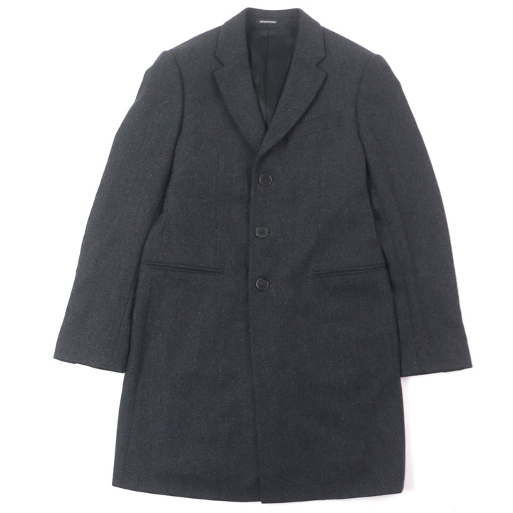 Excellent EMPORIO ARMANI Chester coat Black Tag Woven Pattern Dark gray 46